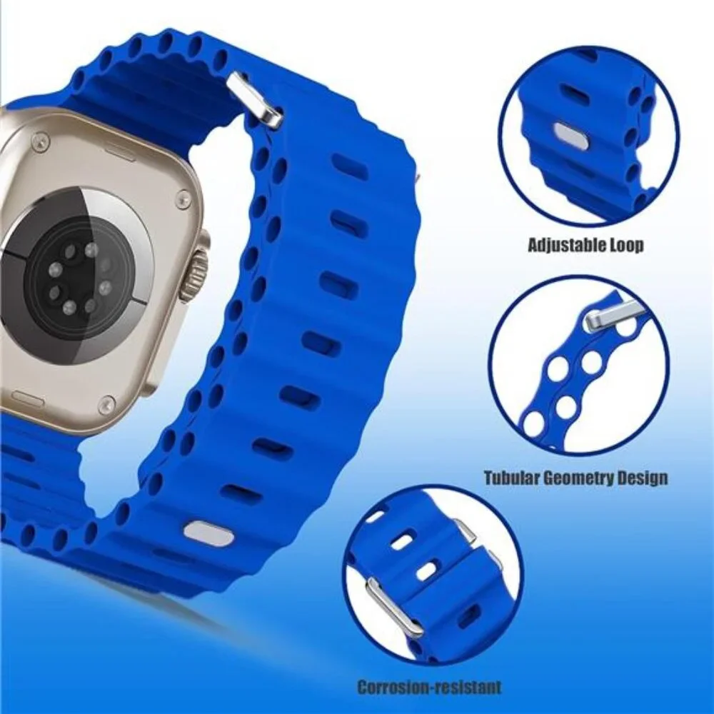 Sport Soft Silicone Compatible with Apple Watch Ocean Band Wristband Ultra 9 8 7